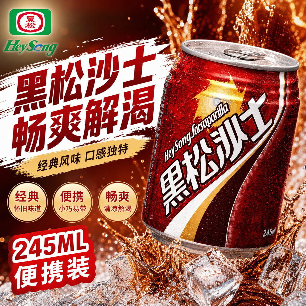 台湾进口黑松沙士经典原味网红难喝碳酸汽水夏日冰镇饮料加盐沙士