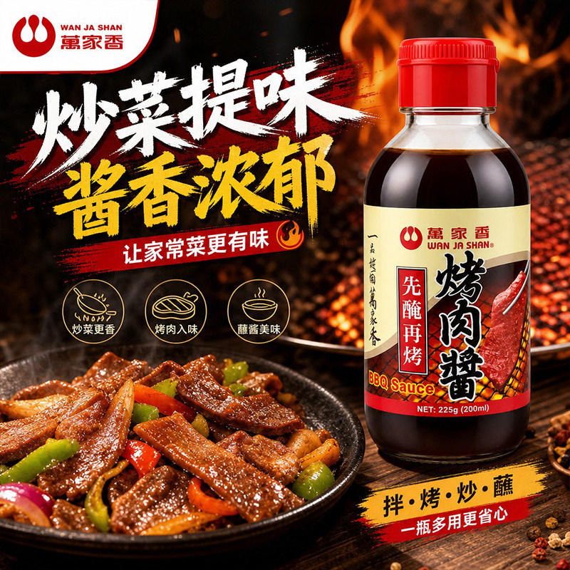万家香烤肉酱居家户外韩式烧烤腌蘸酱料五花肉腌料烧烤调料225g