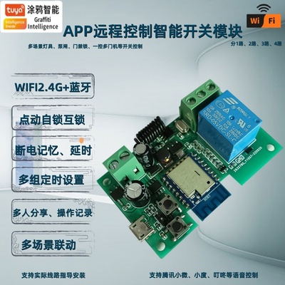 涂鸦 智能门锁自动APP控制智能开关继电器控制器门禁远程WiFi模块