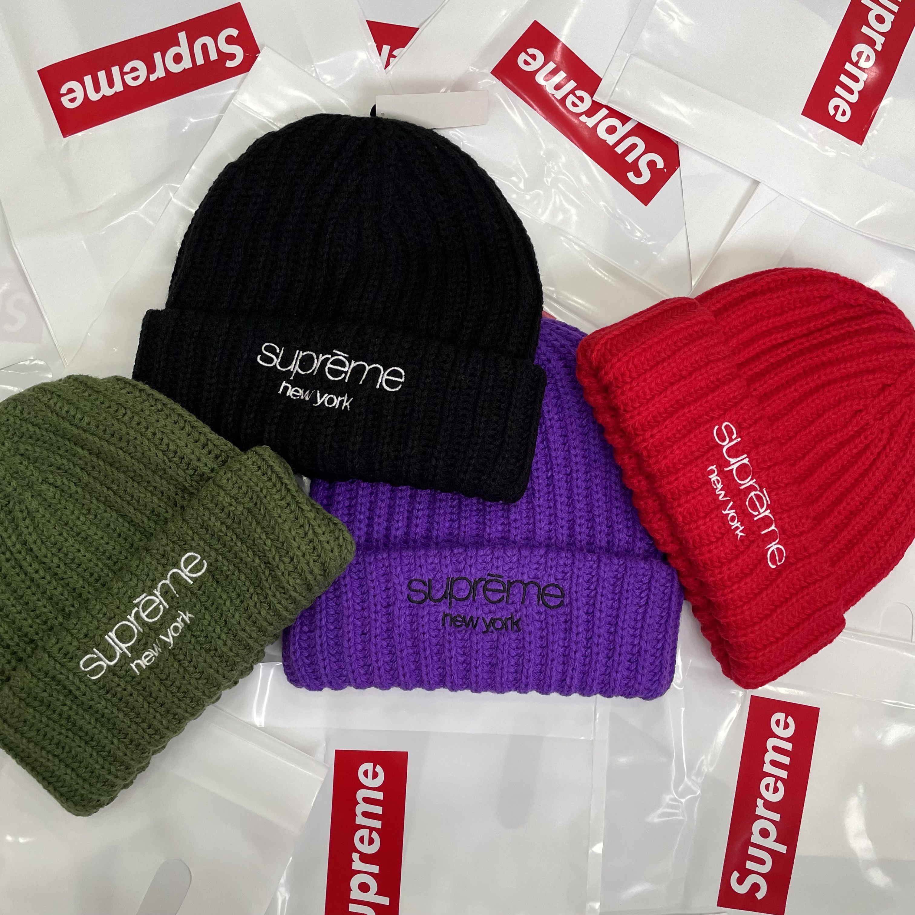 Ribbed beanie 针织帽 刺绣粗针秋冬保暖毛线帽子