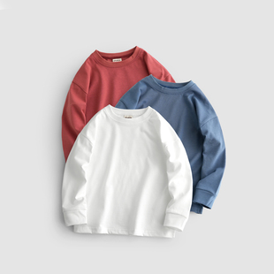 纯棉学生内搭t恤男童t恤纯色白 儿童打底衫 重磅230g班比纳童装 春季