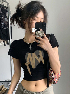 T00947-P35  纯棉短款短袖T恤圆领修身图片