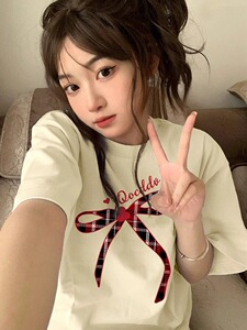 T0275-P25  可爱减龄纯棉印花T 春夏宽松正肩印花短袖T恤图片