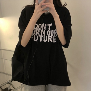 T0394-P30 高质量纯棉印花短袖t恤女 高级字母设计情侣款图片