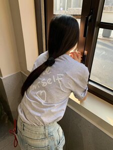 T070-P25  简约字母设计纯棉T 春夏宽松正肩印花短袖T恤图片