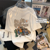 T0303-P25美式复古印花图案印花纯棉T夏装短袖T恤情侣款，女装T恤，星座617A-2