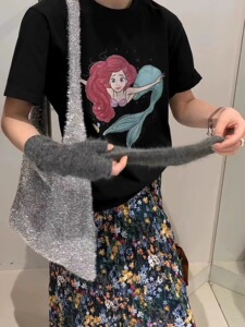 T0167-P25 人鱼公主童话世界卡通印花纯棉短袖 夏装T恤女图片