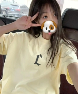 T0941-P25短袖字母潮流夏季印花T恤学生女百搭圆领,胖女孩中学生穿衣搭配图片大全图片
