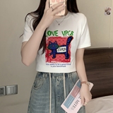 T0083-P35辣妹风短袖T恤女修身趣味卡通黑猫印花T，女装T恤，星座617A-2