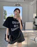 T041-P25黑色美式复古字母印花半袖短袖T恤早春宽松休闲打底上衣，女装T恤，星座617A-2