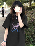 T0243-P25100%纯棉气质紫色短袖t恤女趣味卡通印花圆领短袖，女装T恤，星座617A-2