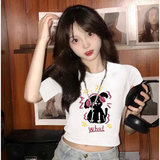 T0066-P35短款修身短袖T恤女夏爱音乐的狗狗纯棉印花T，女装T恤，星座617A-2