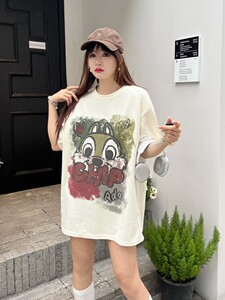T0224-P25 大码短袖 圆领t恤女夏季胖mm显瘦遮肚子半袖上衣潮t图片