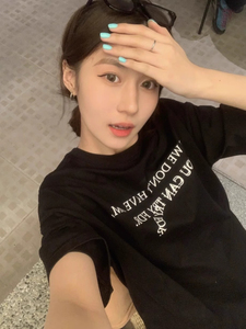 T0992-P25 复古美式字母设计纯棉精梳紧密抖音纯棉短袖t恤图片