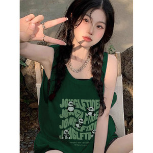 TB0977-P25 美式复古字母设计 春夏季宽松纯棉印花无袖背心女图片