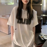 T0314-P25个性模糊字母美式复古纯棉短袖夏装短袖T恤女，女装T恤，星座617A-2