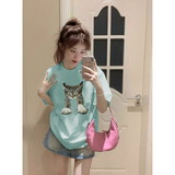 T0272-P25新款纯棉短袖T恤潮趣味猫咪印花24春夏抖音，女装T恤，星座617A-2