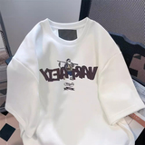 T038-P25复古美式字母设计纯棉T情侣款宽松短袖t恤，女装T恤，星座617A-2