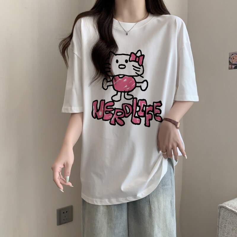 T0293-P25春夏新款纯棉印花夏装短袖T恤女宽松韩版,女装T恤,星座617A-2