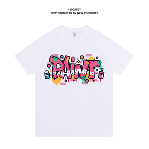T0191-P25 不一样的夏天 彩色字母印花纯棉T 抖音落肩宽松版图片
