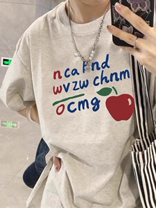 T0209-P25 高质量纯棉精梳紧密手感好直播品质前印花短袖t恤女图片