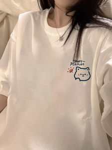 T0998-P25100％纯棉S-XXXL码趣味卡通印花短袖T恤女夏装上衣,夏装时尚搭配女图片