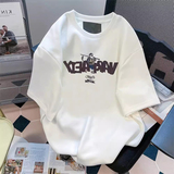 T038-P25复古美式字母设计纯棉T情侣款宽松短袖t恤，女装T恤，星座617A-2