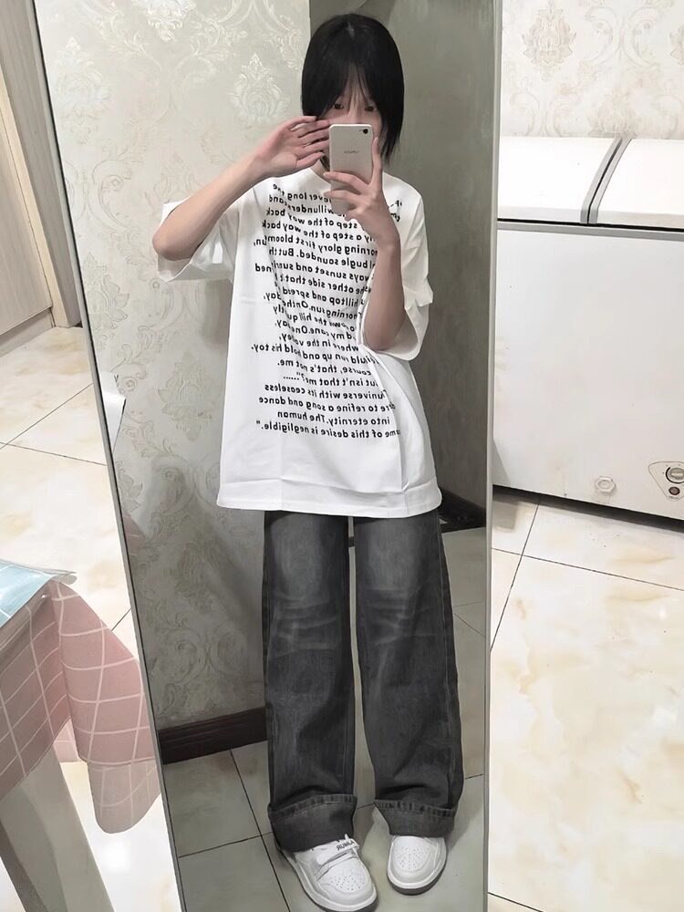 T0340-P302025春夏短袖直播品质高质量纯棉前印花t恤情侣宽松,女装T恤,星座617A-2