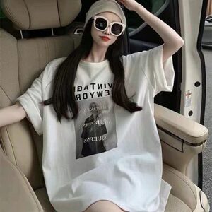 T0371-P30 夏季女装休闲款短袖T恤宽松胖mm遮肚子上衣潮图片