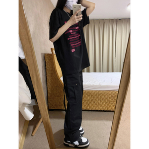 T0957-P25 纯棉短袖t恤 男女款美式复古字母设计潮图片