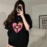 T0326-P25爱心设计感印花i圆领夏季上衣T恤百搭宽松型简约短袖，女装T恤，星座617A-2