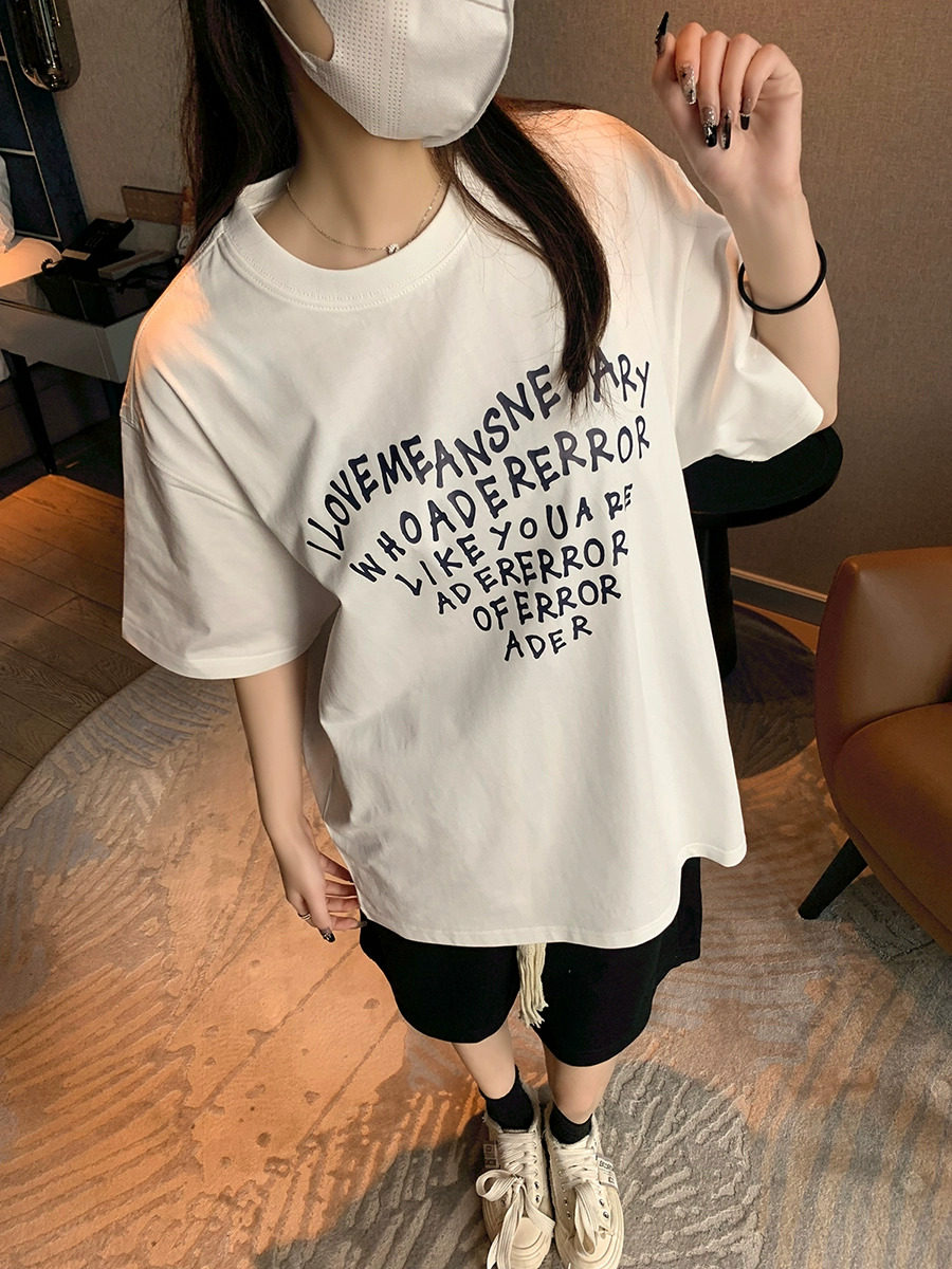 T0329-P25夏装短袖T恤男女同款爱心字母小众设计情侣宽松,女装T恤,星座617A-2