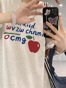 T0209-P25 高质量纯棉精梳紧密手感好直播品质前印花短袖t恤女图片
