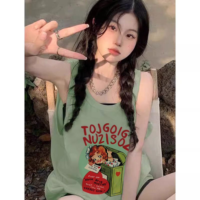 TB069-P252025春夏季宽松纯棉印花无袖背心女,男装背心/马甲,星座617A-2