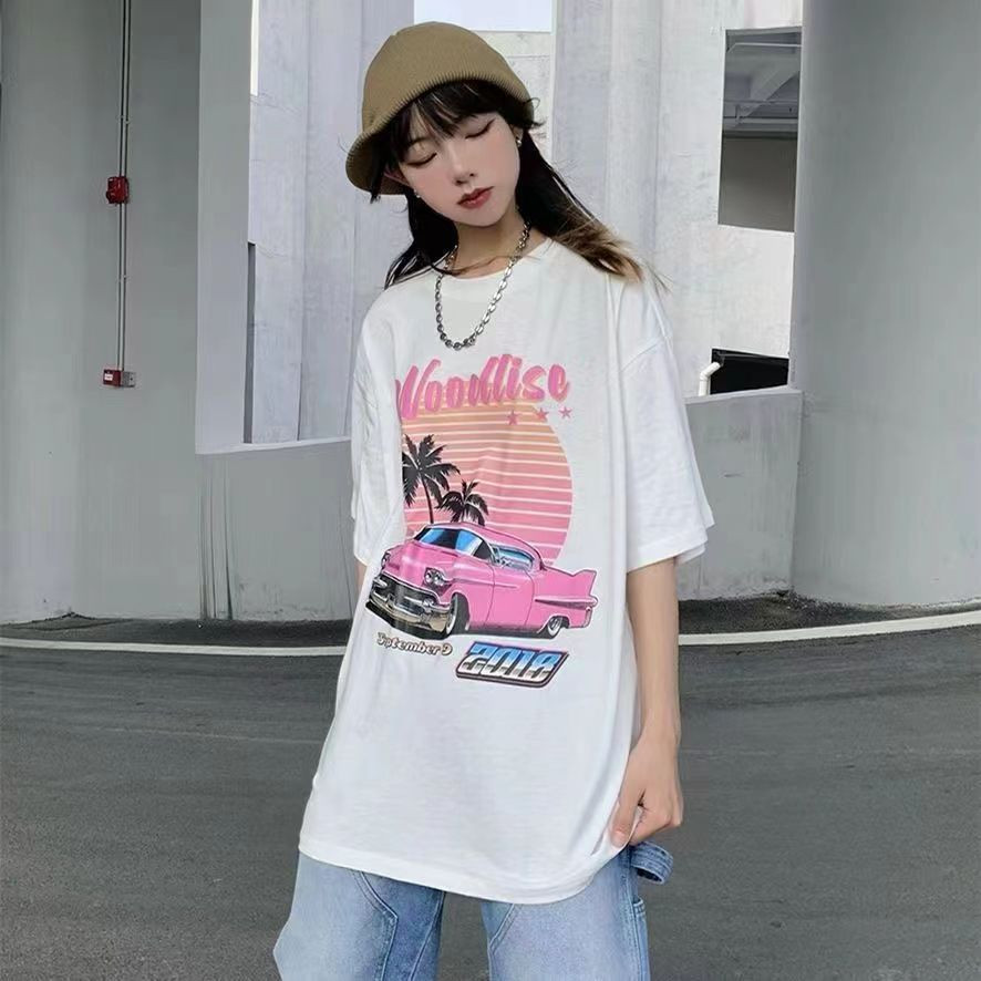 T0185-P252025春夏全棉短袖T恤宽松慵懒原宿上衣chic港味情侣款,女装T恤,星座617A-2