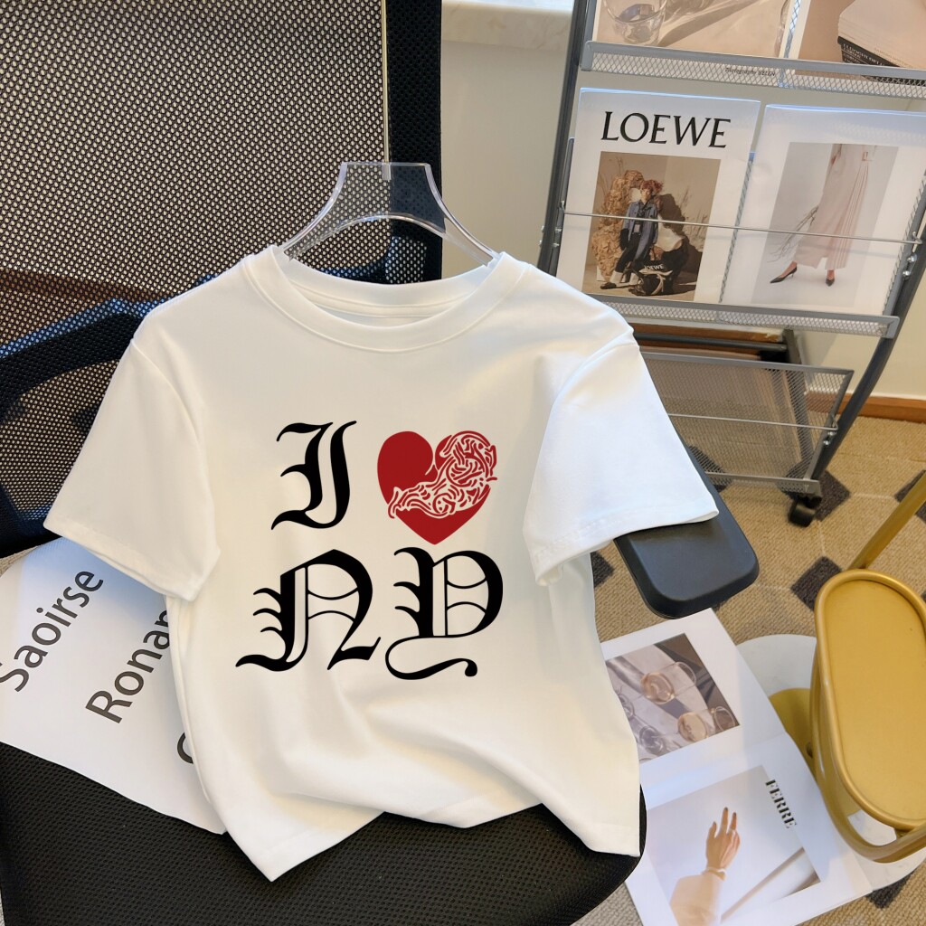 T0026-P35美式复古爱心纯棉印花T短袖T恤女修身短款甜妹风,女装T恤,星座617A-2