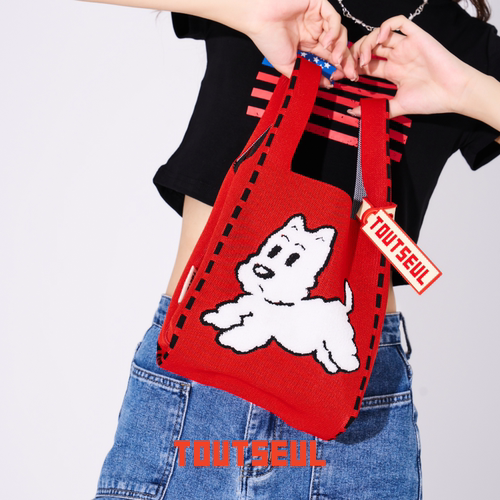 TOUTSEUL小狗手拎包编制托特包女
