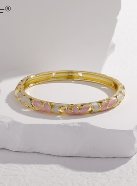 jtf景泰蓝手镯掐丝珐琅女圆开口镀金复古风镂空时尚闺蜜七夕礼物