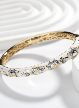 珐琅彩活扣时尚镀金复古风手镯