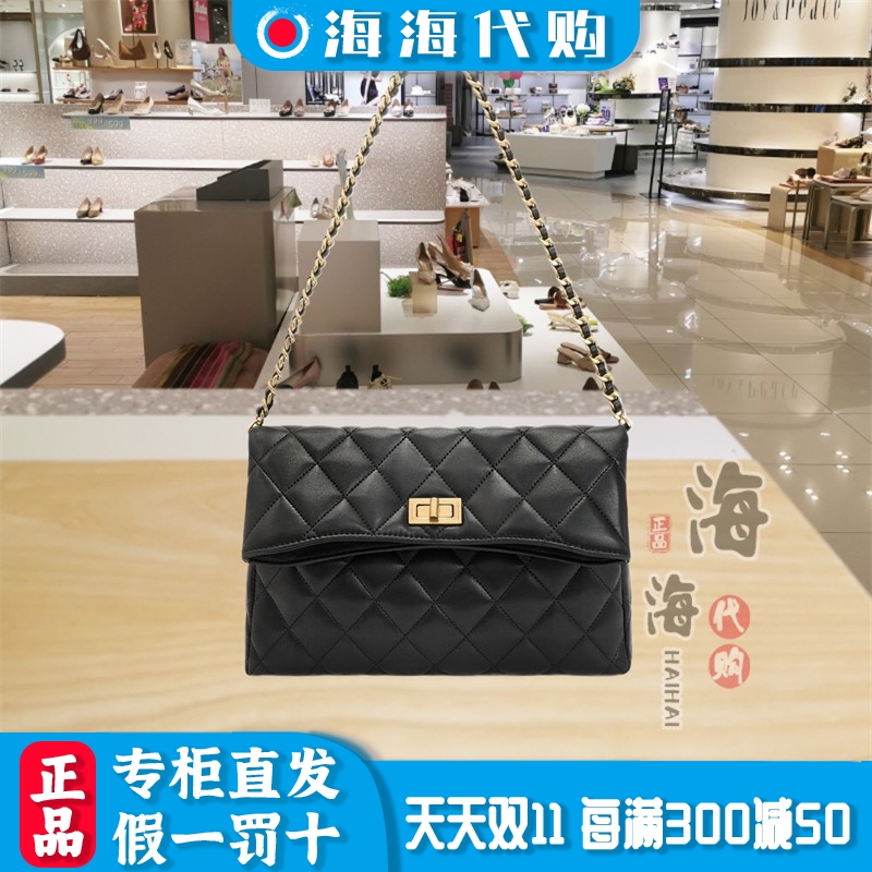 BELLE/百丽 2024年秋季缝线格纹手提单肩包女包国内代购X9353 CX4