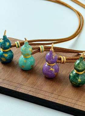 原创复古简约时尚百搭星光滴油珐琅葫芦项链轻奢高级感长款毛衣链