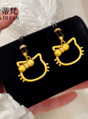 小红书爆款沙金可爱蝴蝶结kitty猫吊坠点钻镂空三丽鸥kitty项链时