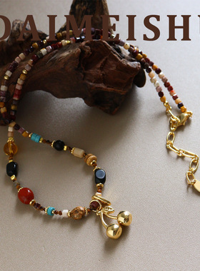 复古美拉德时尚精致气质百搭樱桃毛衣链轻奢高级感新年长项链