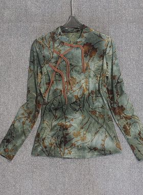 欧货复古国风弹力高级植绒时尚长袖修身显瘦打底衫401208