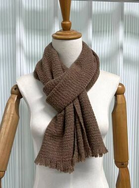 纯山羊绒围巾男女款春秋高级感披肩外搭100%cashmere围脖纯色百搭