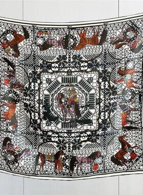 高级感100%真丝斜纹绸大方巾春夏新款轻奢桑蚕丝围巾女外搭披肩