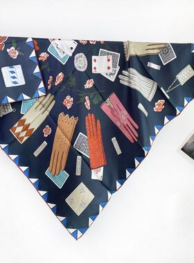 马年新品桑蚕丝丝巾14姆米斜纹围巾90真丝丝巾方巾女手工卷边披肩