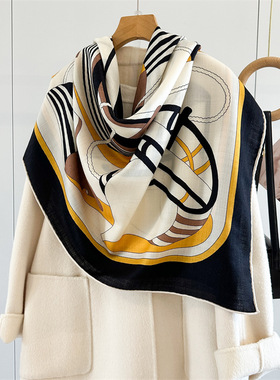 真丝羊毛围巾女航海传说优雅保暖丝毛大方巾空调房保暖大披