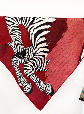 红色丝巾真丝羊毛方巾女新款围巾保暖披肩