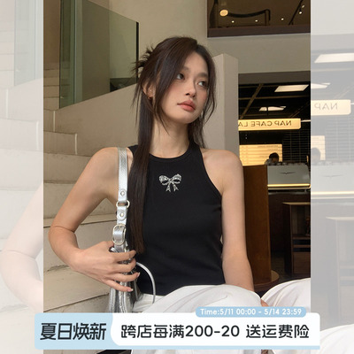 工字背心女夏外穿黑色工字背心女